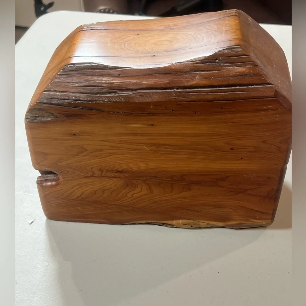 Jeff Trag Carved Knotty Wood Handmade 4 Drawer Jewelry Box Vintage Hand Carved